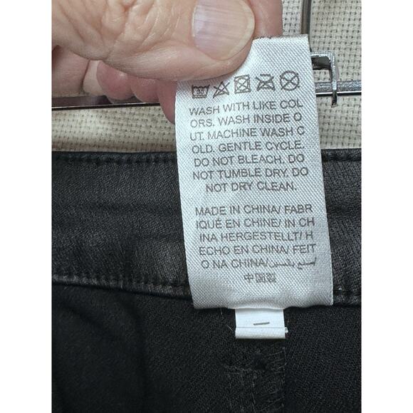 Women's Black Faux Leather Straight Leg Pants Size Large 28/31 High Waist - Picture 12 of 14